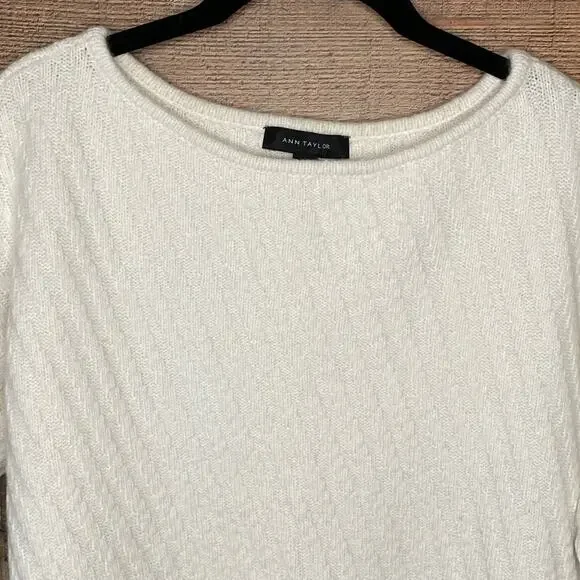 Ann Taylor Alpaca Wool Sweater Wide Sleeve Ivory Size Small - Picture 2 of 8